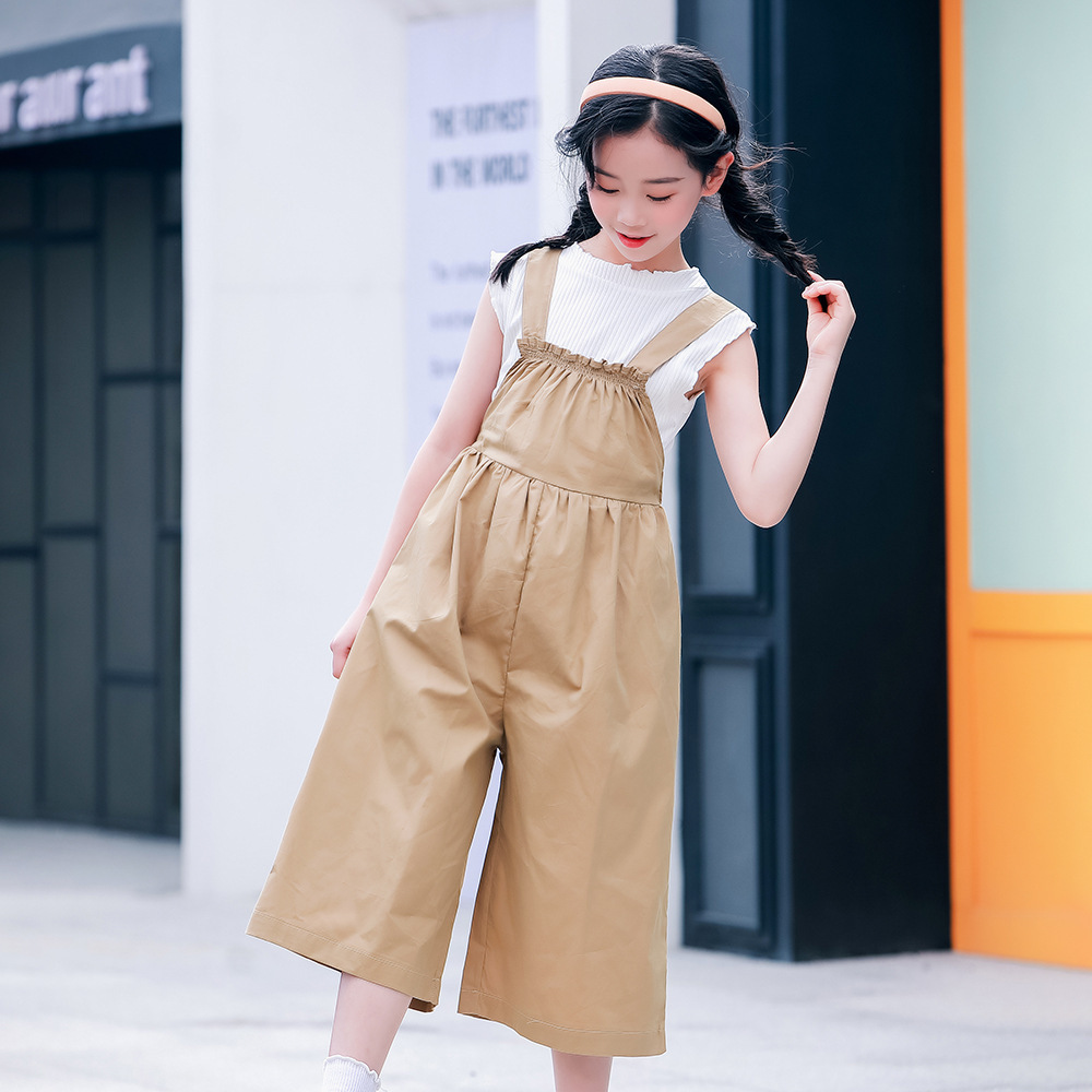 Summer Teenage Girl Clothing Sets Tops Overall 2 Pcs Children Outfits Fashion Kids Costume Casual Baby Clothes Boutique Suits