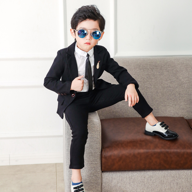 Flower Boys Formal Wedding Suit Children Blazer +Pants Tie 3 Pcs Clothing Set Kids Performance Party Tuxedo Dress Costume