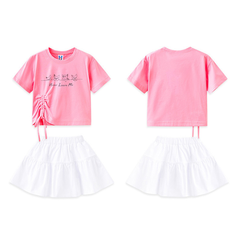 2022 Summer Teenage Girl Sets Carton T Shirt Skirt 2 Pcs Children Clothing Suit Fashion Baby Kids Outfits Girls Uniform Clothes