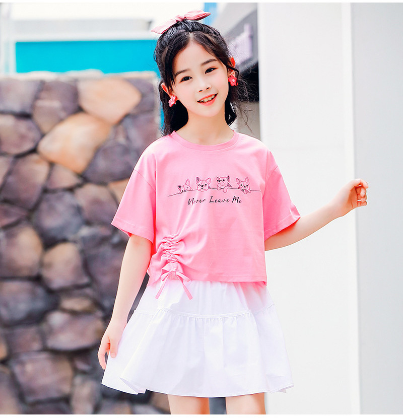 2022 Summer Teenage Girl Sets Carton T Shirt Skirt 2 Pcs Children Clothing Suit Fashion Baby Kids Outfits Girls Uniform Clothes