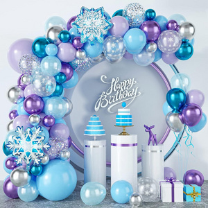 Factory Frozen Blue Balloons Arch Garland kit Snowflake Winter Wonderland Christmas Snow Princess Festival  Party Decorations