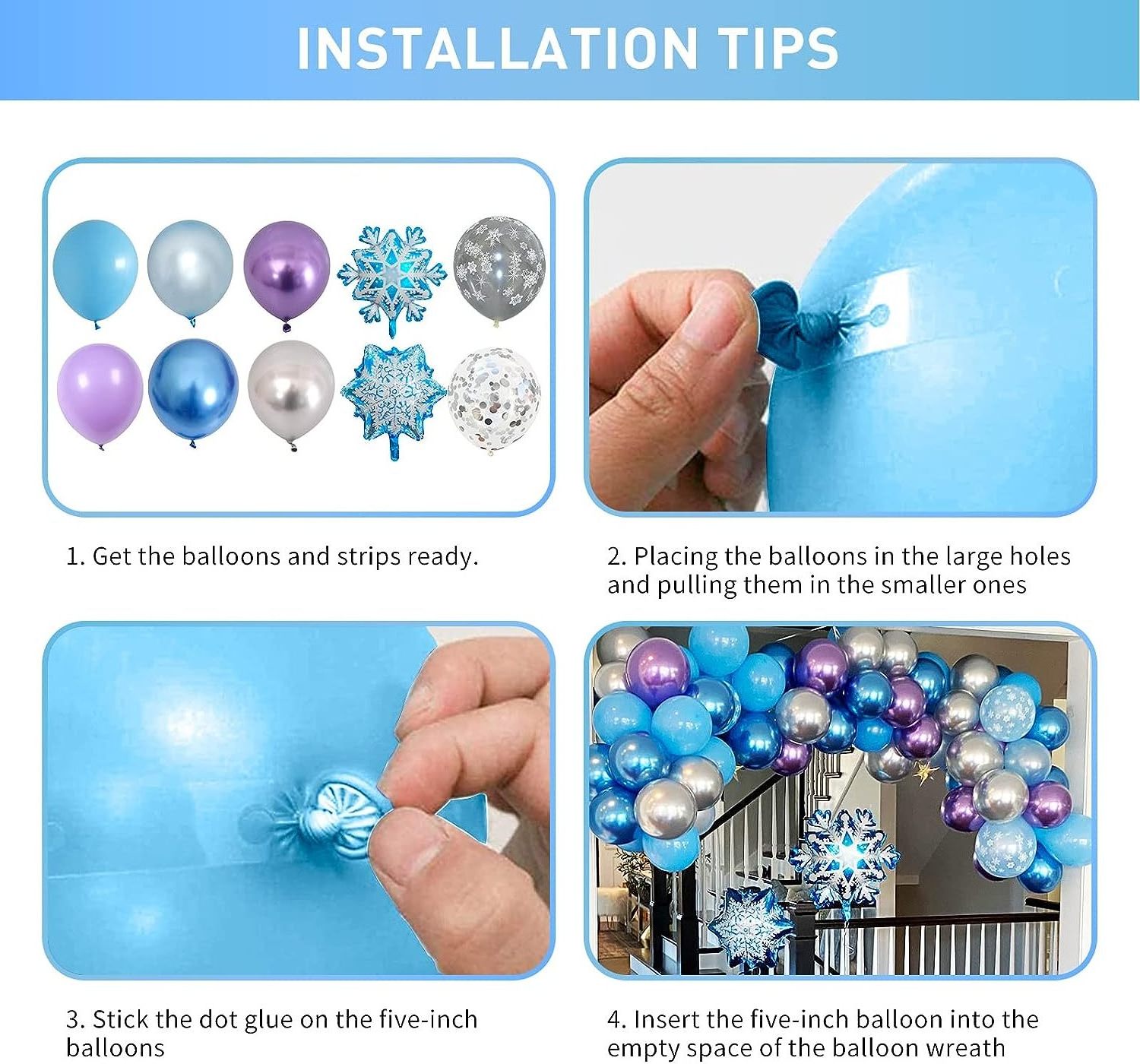 Factory Frozen Blue Balloons Arch Garland kit Snowflake Winter Wonderland Christmas Snow Princess Festival  Party Decorations