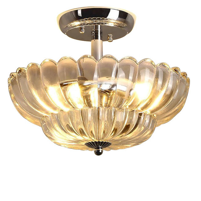 Modern new E14 semi circular glass ceiling light LED thickened glass cover metal lamp holder