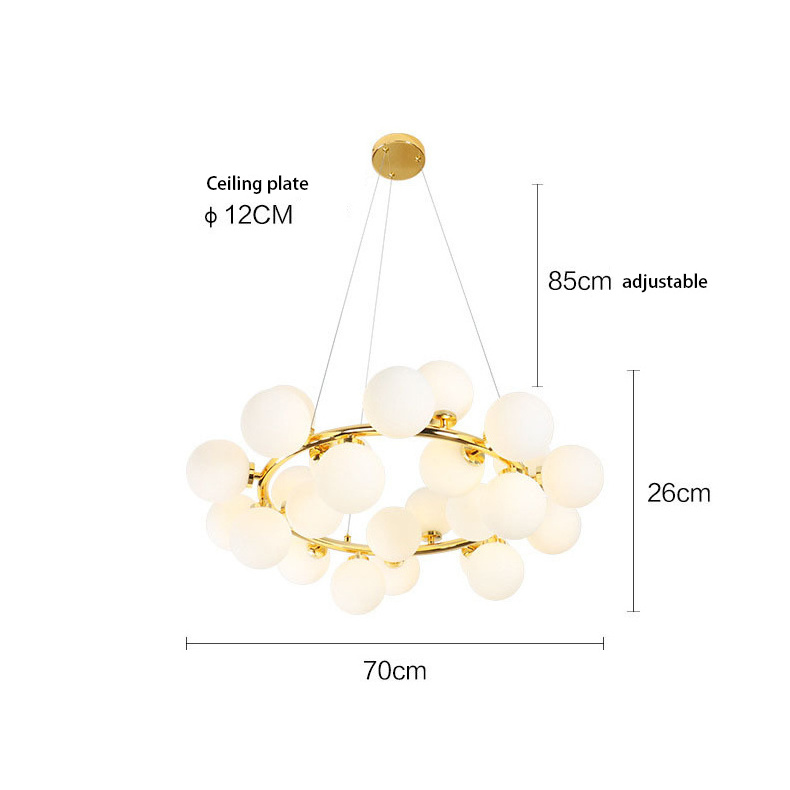 Modern Glass Chandelier Gold Round Lamparas De Lujo Simple Luxury Decor Creative Magic Bean European Large Lamp Pendent Light