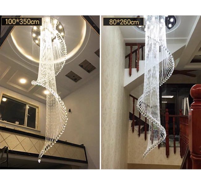 Modern Luxury Long Chandeliers Luxury Lamparas LED Chandelier Lighting Decoration Home Lobby Villa Staircase Crystal Chandelier