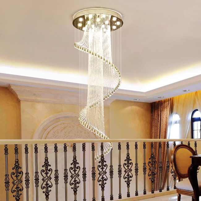 Modern Luxury Long Chandeliers Luxury Lamparas LED Chandelier Lighting Decoration Home Lobby Villa Staircase Crystal Chandelier