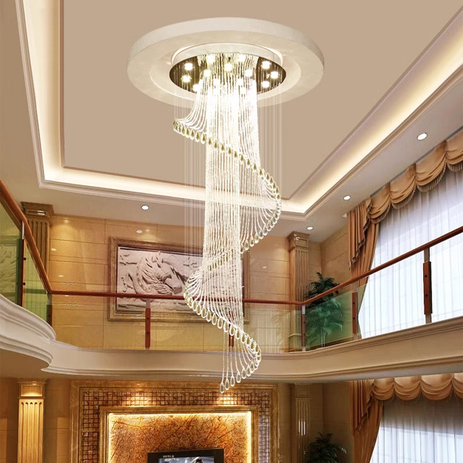 Modern Luxury Long Chandeliers Luxury Lamparas LED Chandelier Lighting Decoration Home Lobby Villa Staircase Crystal Chandelier