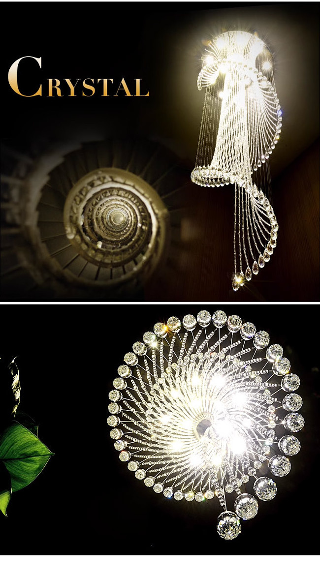 Modern Luxury Long Chandeliers Luxury Lamparas LED Chandelier Lighting Decoration Home Lobby Villa Staircase Crystal Chandelier