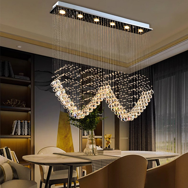 Heart Shape Lampara Led Chandelier Lighting for Restaurant K9 Crystal Pendant Crystal Luxury Modern Pendant Light Chandeliers