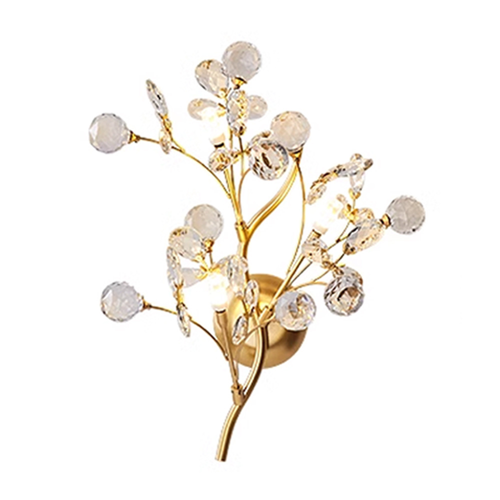 French Design G9 Ginkgo Large Glass Leaf Crystal Flower Branch Decorative Luxury Modern Wall Lamp Led Indoor Wall Sconces Light