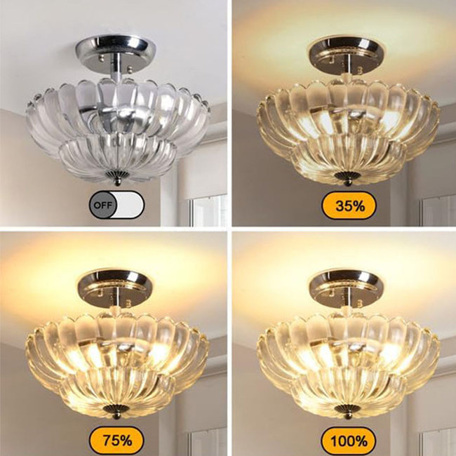 Modern new E14 semi circular glass ceiling light LED thickened glass cover metal lamp holder