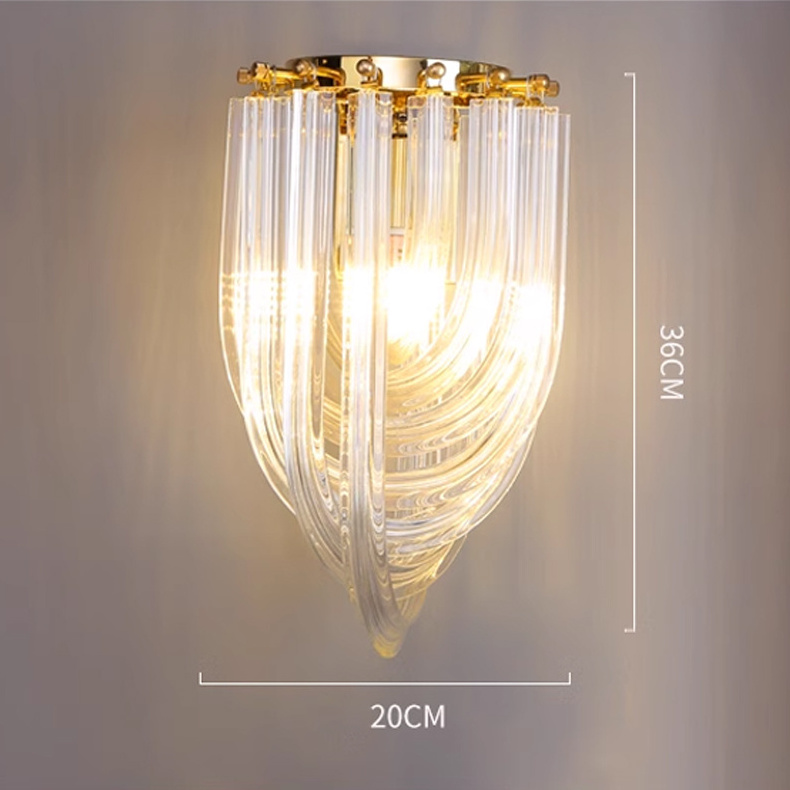 Custom Led Art Glass Tube Crystal Wall Lights Modern Bedroom Bedside Stair Living Room Hanging Pendant Light Wave Chandelier