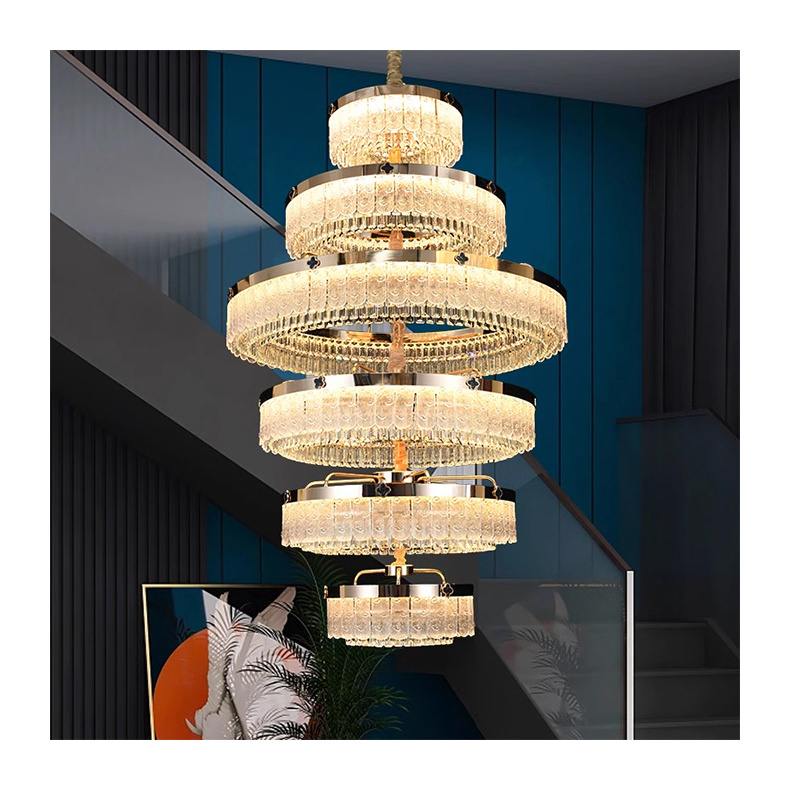 Chandelier Modern luxury Large Door Entrance Crystal Led Pendant Lights