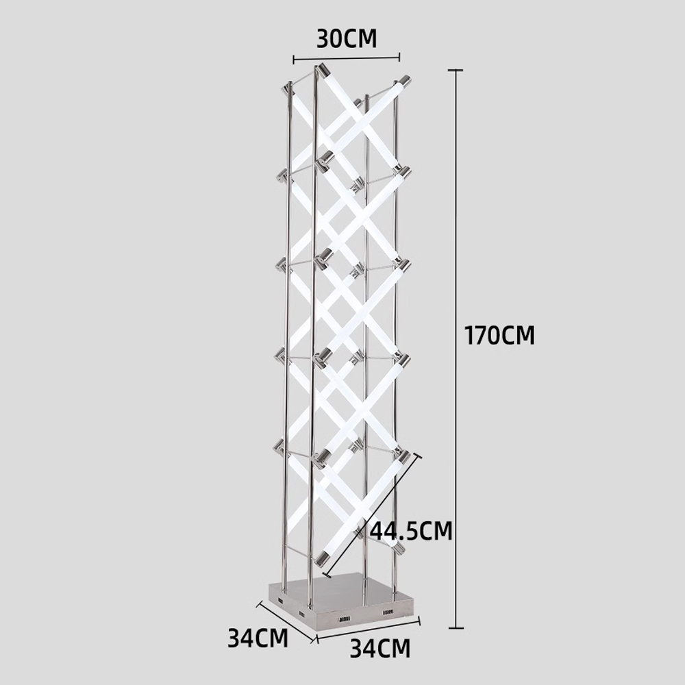 Acrylic Tube Stainless Steel Custom Chrome Led Simple Lamps For Dining Bedroom Living Room Floor Lamp Stand Lighting Fixture