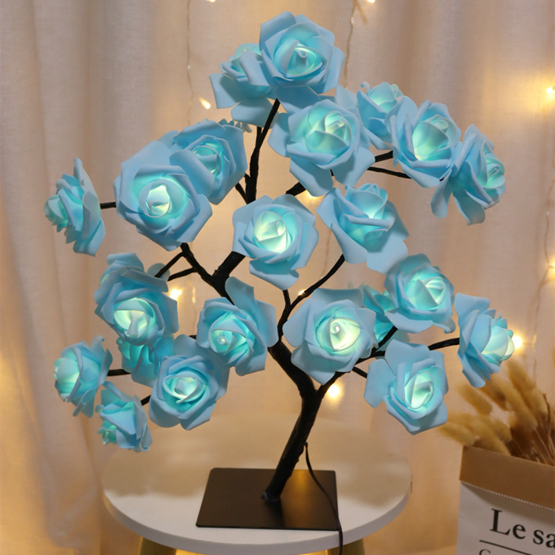 Led Table Lights Gift Home Room Decor Rose Tree Table Lamp Usb 24leds Flower for Party Wedding Christmas Electric Living Room