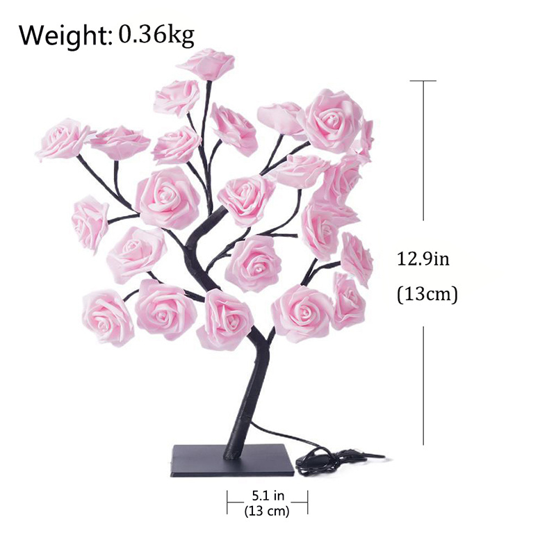 Led Table Lights Gift Home Room Decor Rose Tree Table Lamp Usb 24leds Flower for Party Wedding Christmas Electric Living Room