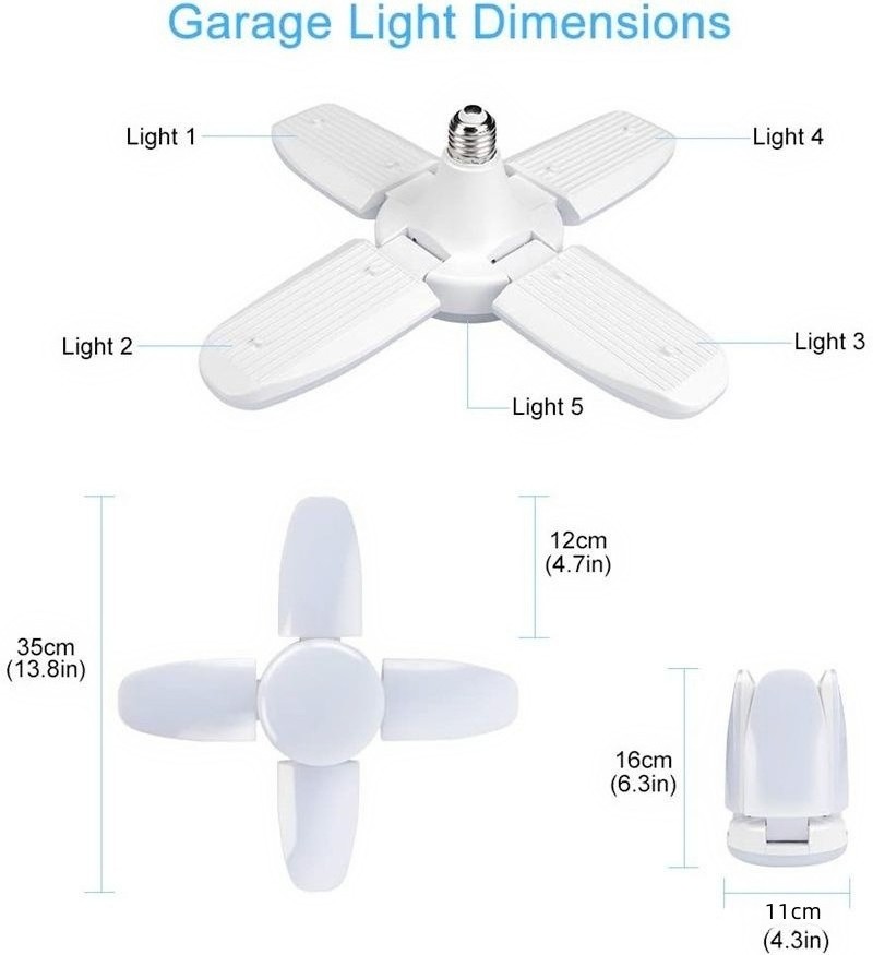 High Bay Lights Deformable 28W 60W E27 175-265V LED Bulb Folding Lamp Ceiling Garage Light For Attic Basement Home