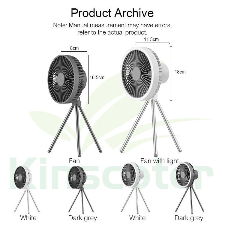 Desktop USB Rechargeable Fan lamp Metal Tripod Portable Outdoor Led Ceiling Fans Camping Light