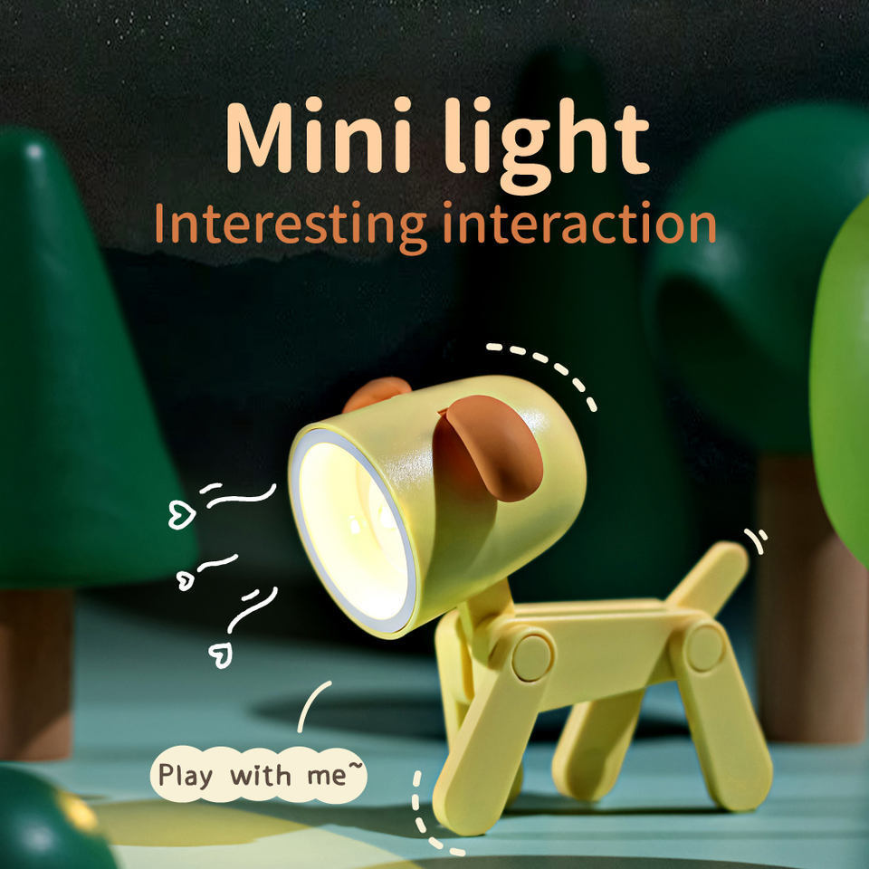 Creative Cute Mini Puppy Movable Phone Holder Light Led Night Light Table Atmosphere Lamp For Children Gift