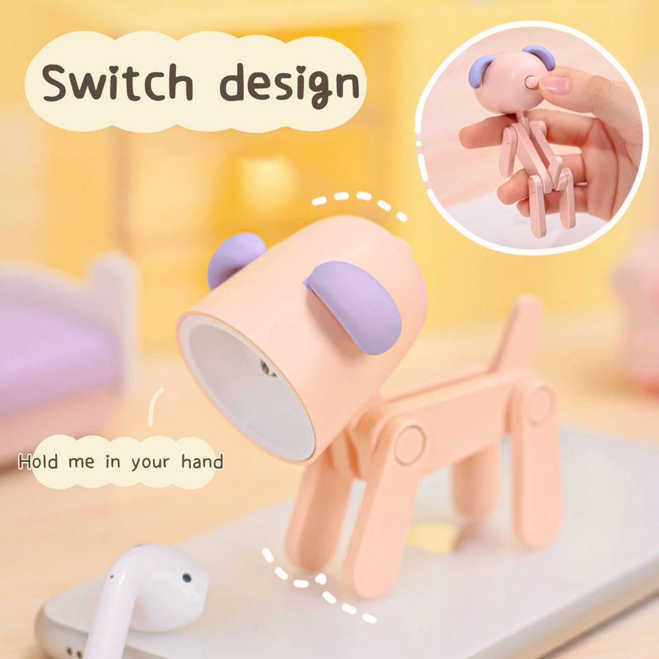 Creative Cute Mini Puppy Movable Phone Holder Light Led Night Light Table Atmosphere Lamp For Children Gift