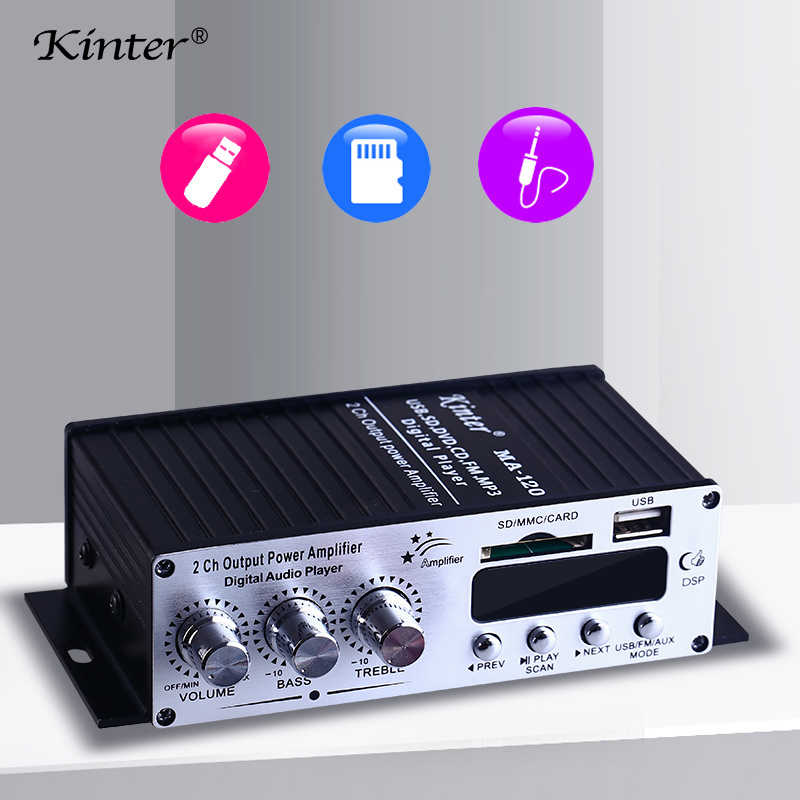 Kinter 12v Car Home Power Mini Amplifier Usb Bt Hifi 2 Channel Amp Music Player Stereo Amplifier