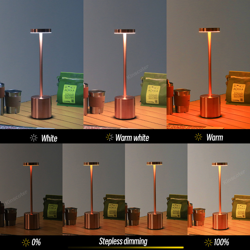 Wholesale Cordless Led Table Lamp Wireless Rechargeable Touch Dimming Portable Bar Restaurant Lights Luxury Modern Desk Lamps