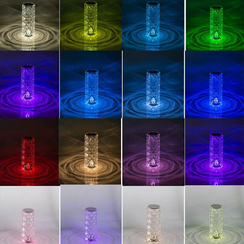 Hot 16 Colors Changing Rgb Touch Lamp Rose Crystal Table Lamp Usb Romantic Led Crystal Desk Lamps