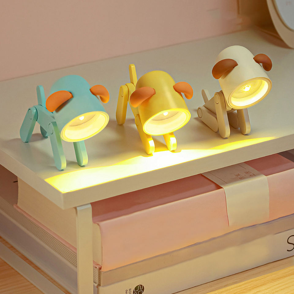 Creative Cute Mini Puppy Movable Phone Holder Light Led Night Light Table Atmosphere Lamp For Children Gift