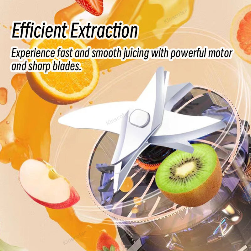 kinscoter Electric Personal USB 6 Blades Juicer Cup Machine Rechargeable Fruit Juicer Portable Blenders