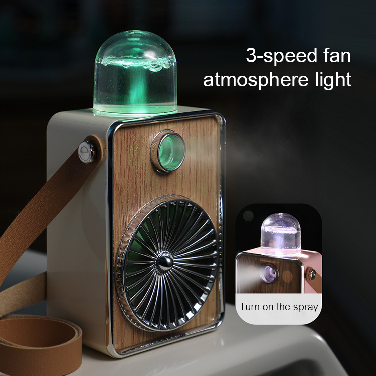 Kinscoter Recharge Fan Electric Mini Usb Cooling Retro Speaker Model Portable Neck Fan For Birthday Gift