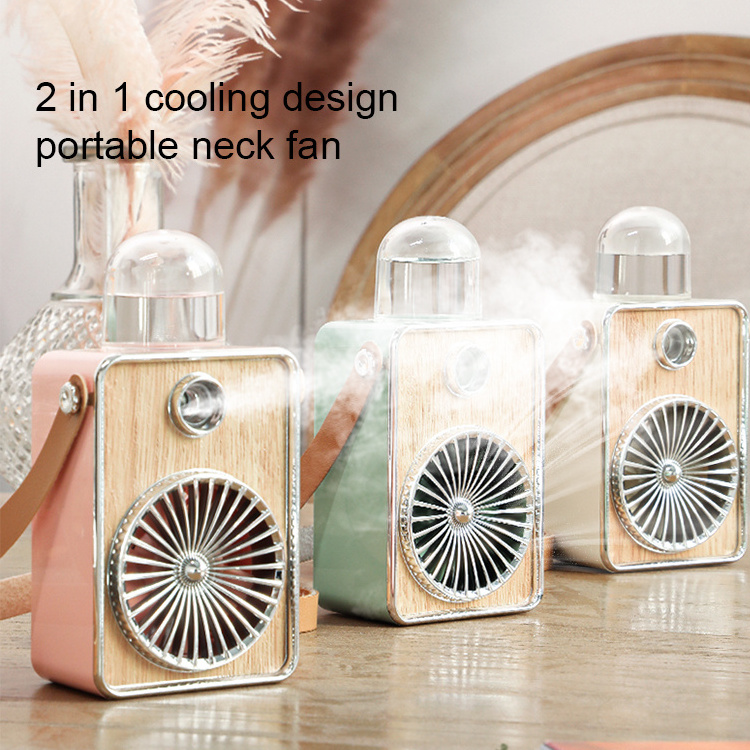 Kinscoter Recharge Fan Electric Mini Usb Cooling Retro Speaker Model Portable Neck Fan For Birthday Gift