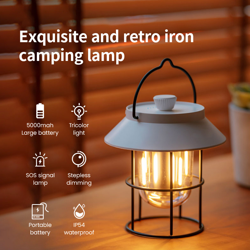 Camping Lanternes Rechargeable Power Bank Dimmable Stepless Vintage Camping Lightings Camping Lamp