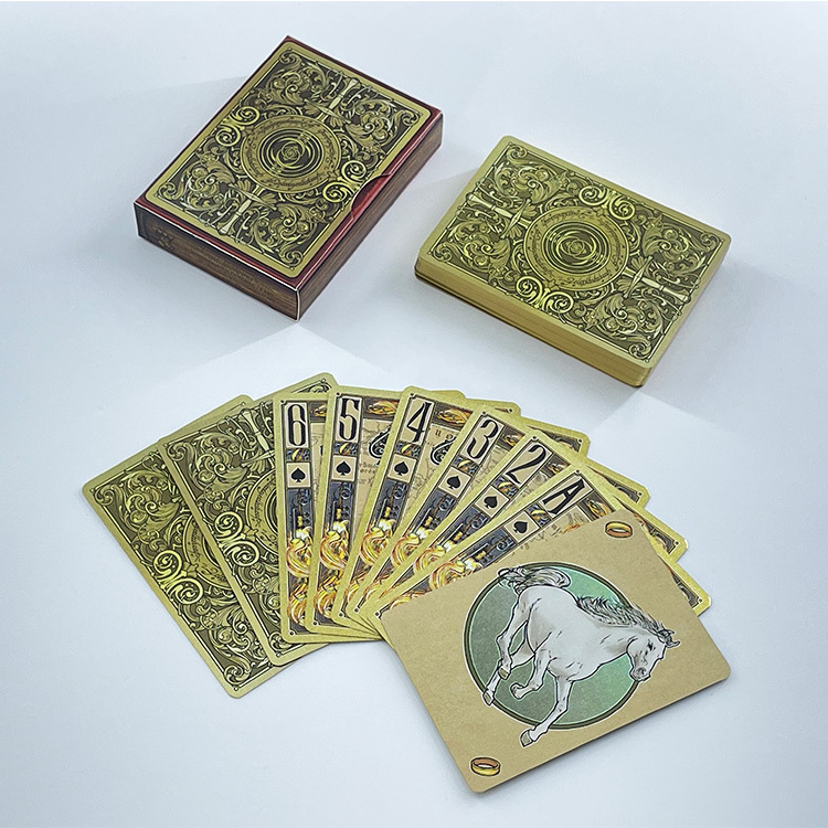 OEM Custom PVC Playing Cards Game Gold Foil Edge Poker Cards Waterproof Custom Logo Printing Playing Cards