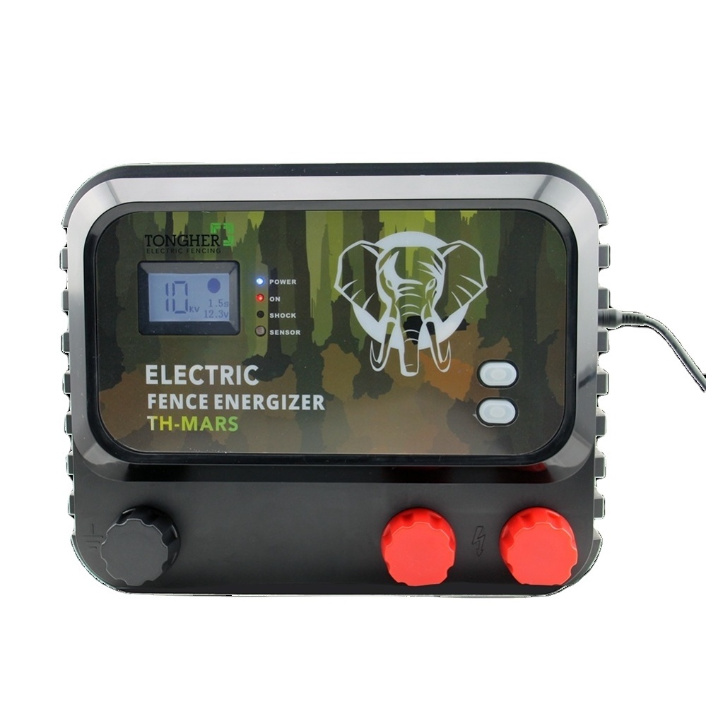 Large power intelligent 12 joules electric fence energizer for large farm for big animals(elephant, ox, monkey,cow)