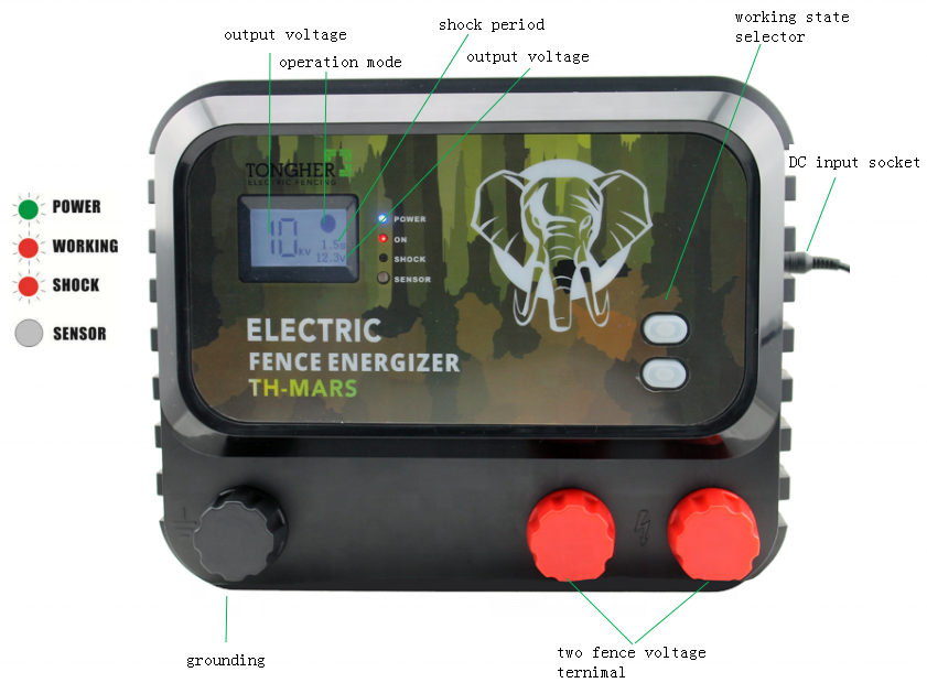 Large power intelligent 12 joules electric fence energizer for large farm for big animals(elephant, ox, monkey,cow)