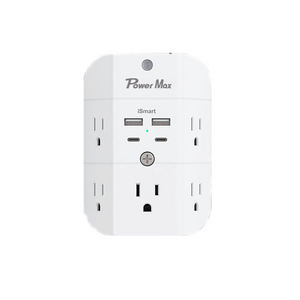 Tonghua 5 outlet extender with 4 usb charging Outlet Extender with Night Light wall charger surge protector extension socket