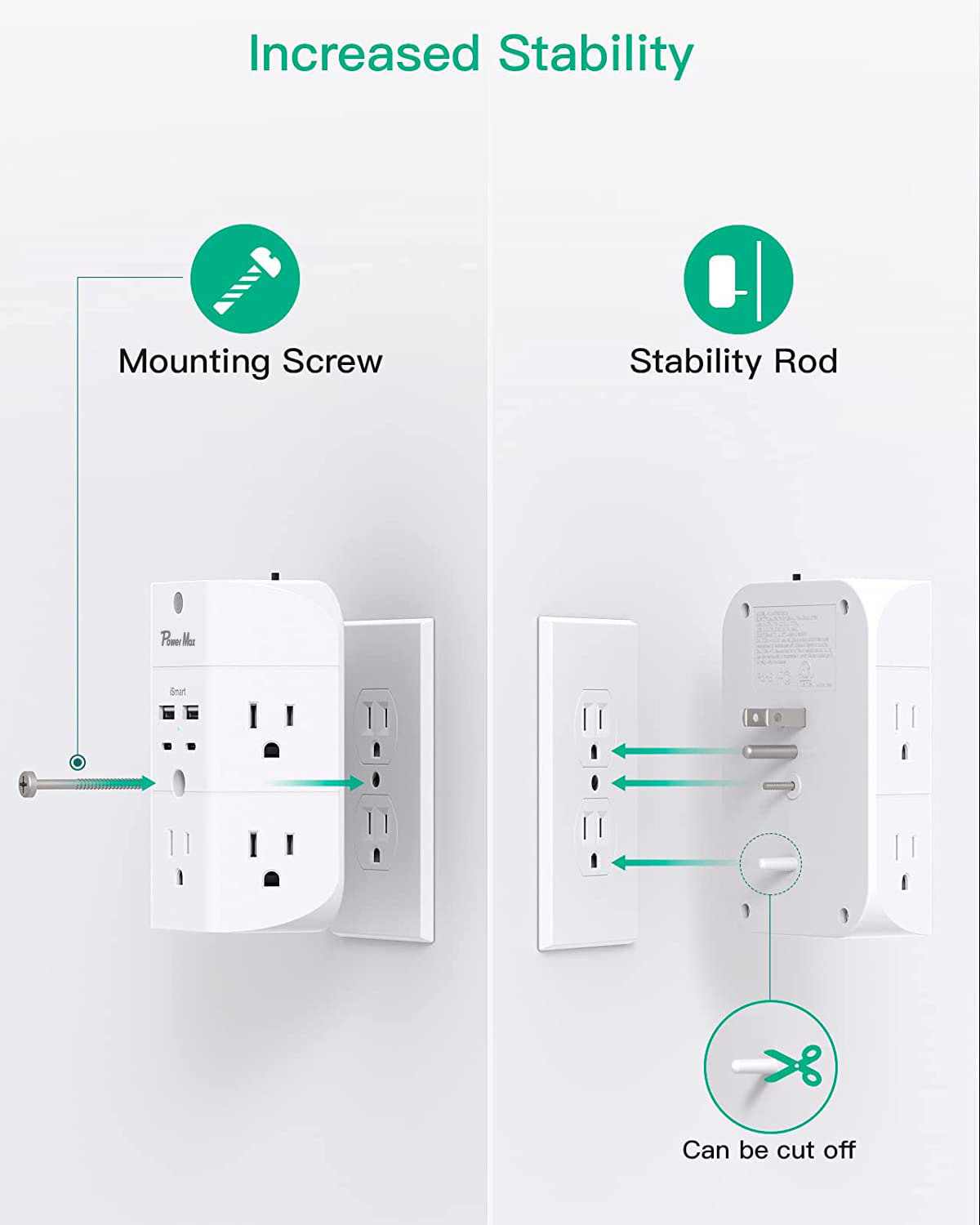 Tonghua 5 outlet extender with 4 usb charging Outlet Extender with Night Light wall charger surge protector extension socket