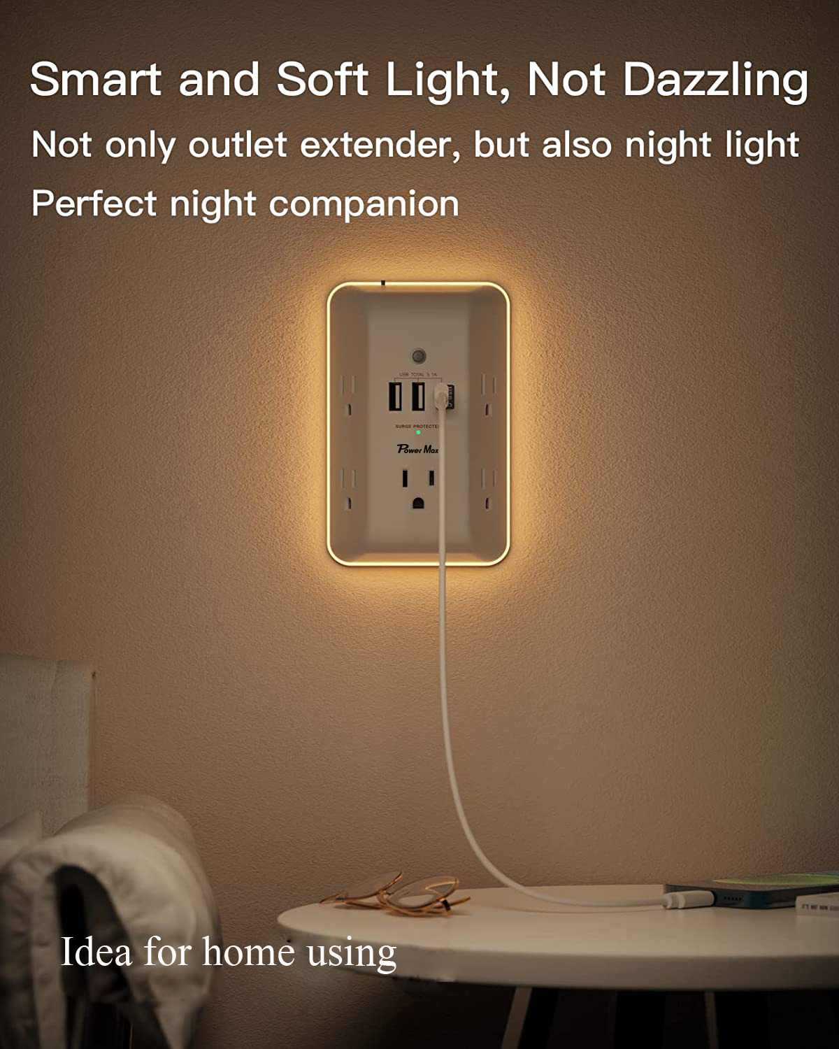 Outlet Extender with Night Light And 4 USB Ac Outlet Extension Cord Electrical  Plug Adapter travel socket plug universal socket