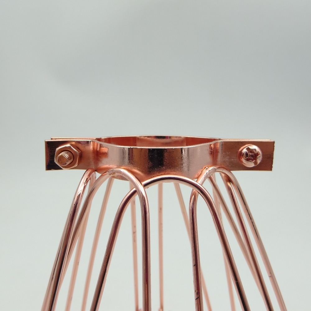 Modern Rose Gold Lamp Shade Loft Industrial Edison Metal Wire Frame Ceiling Light Lamp Cage Fixture