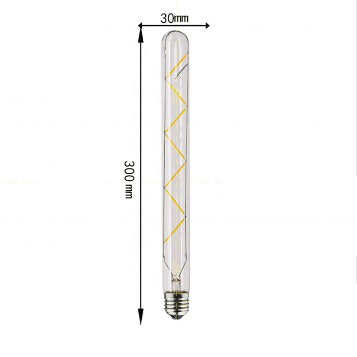 Tube Lights T30*300 LED filament lamp double-sided 8W E27 dimming LED filament bulb