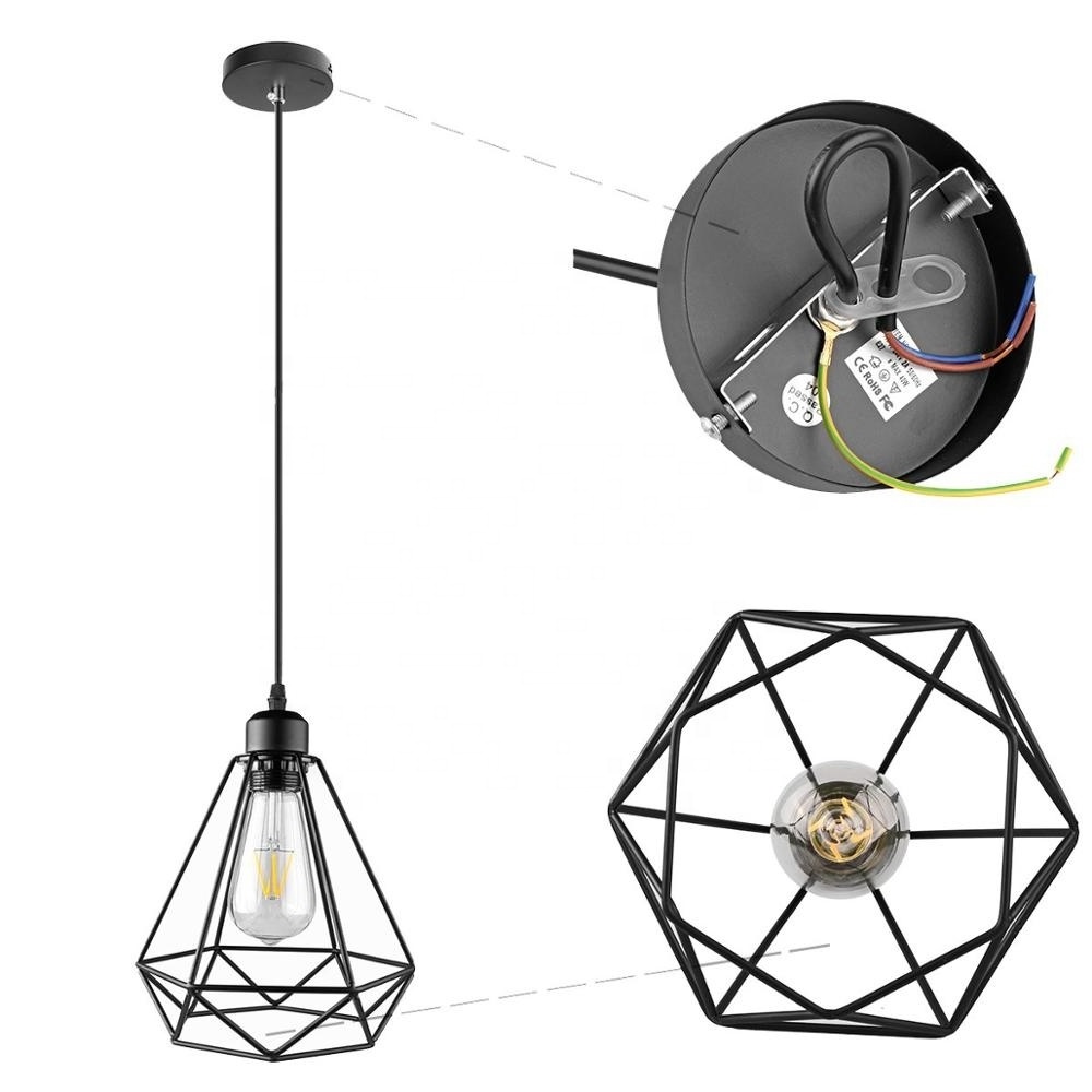 Nordic Pendant Lights Modern Industrial Vintage Iron Art Cage Hanging Ceiling Lamp E26 E27 LED Bulb