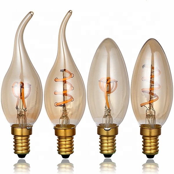 Gold Edison LED Filament Bulb C35 Vintage Spiral Lamp Super warm Soft Filament bulb Dimmable