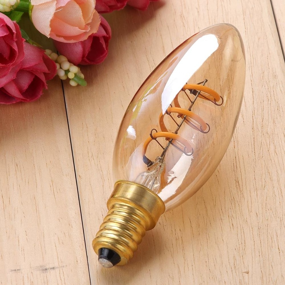 Gold Edison LED Filament Bulb C35 Vintage Spiral Lamp Super warm Soft Filament bulb Dimmable