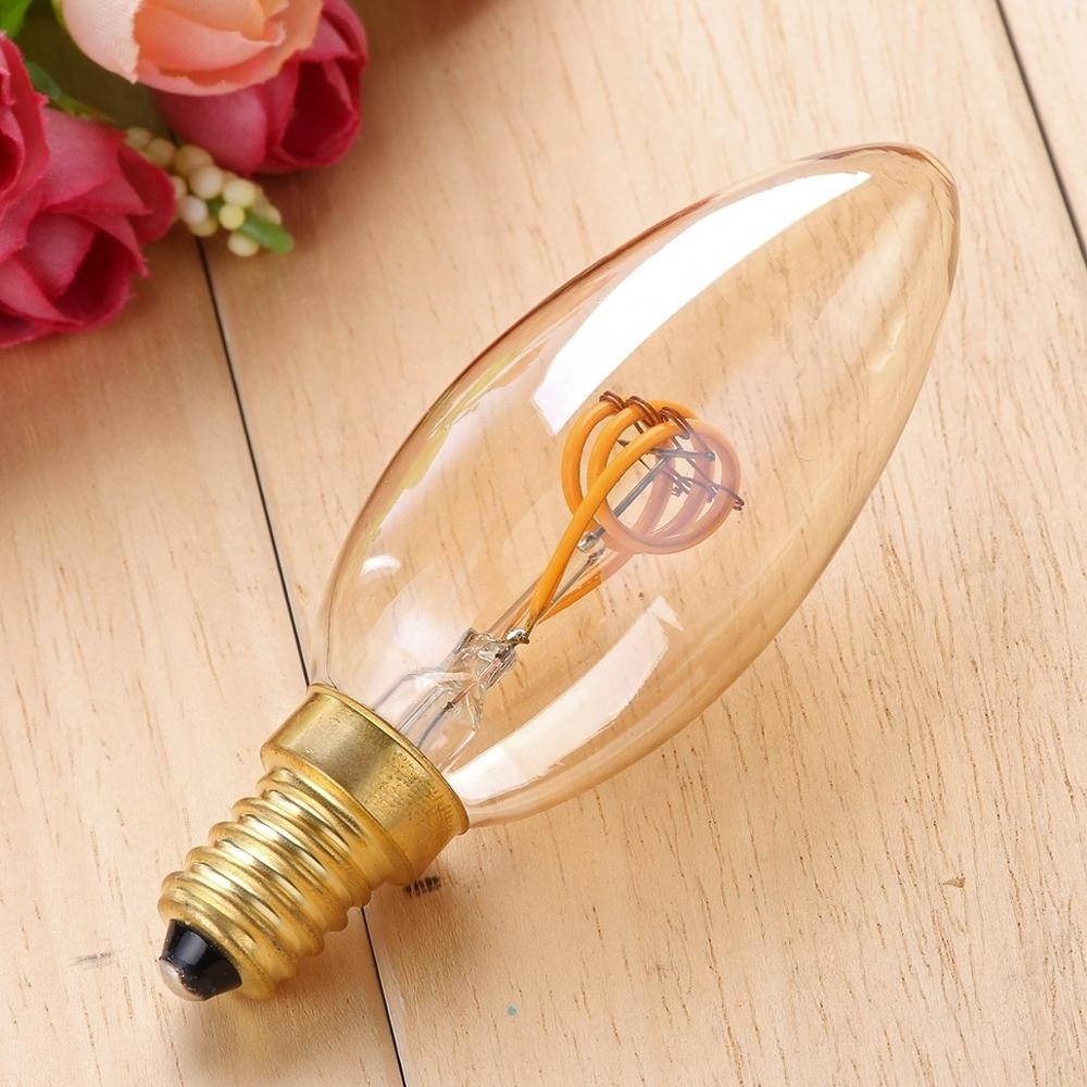 Gold Edison LED Filament Bulb C35 Vintage Spiral Lamp Super warm Soft Filament bulb Dimmable