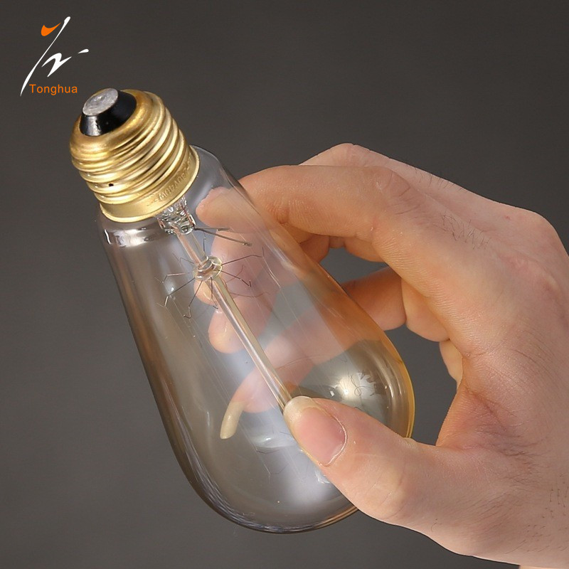 Tonghua Vintage Amber Glass Shell Edison Filament Bulb ST64-19AK E27 E26 Lamp Holder Dimmable Pendant Lamp