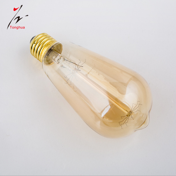 Tonghua Vintage Amber Glass Shell Edison Filament Bulb ST64-19AK E27 E26 Lamp Holder Dimmable Pendant Lamp