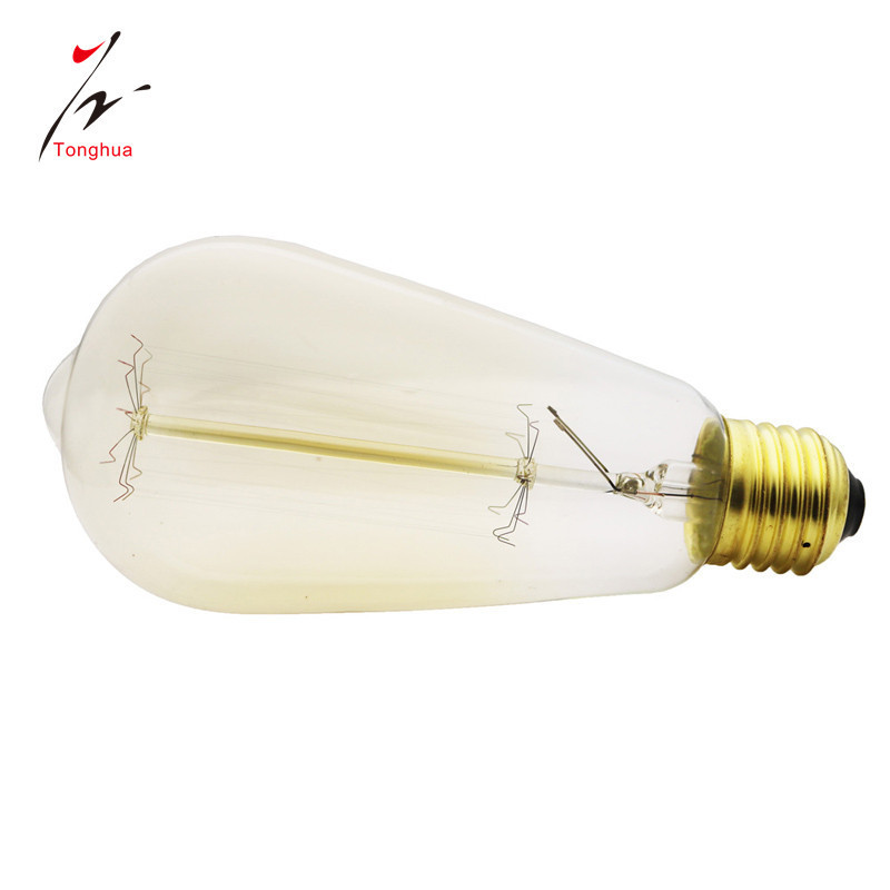 Tonghua Vintage Amber Glass Shell Edison Filament Bulb ST64-19AK E27 E26 Lamp Holder Dimmable Pendant Lamp