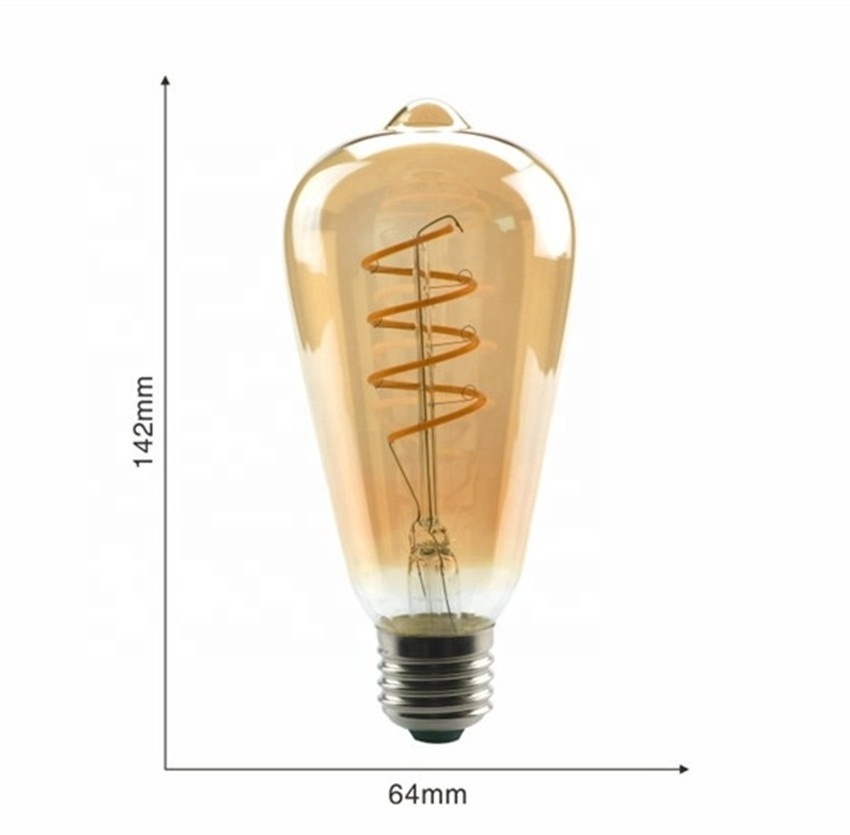 ST64 Filament light edison style led bulb soft light filament led lighting bulb retro bulbs