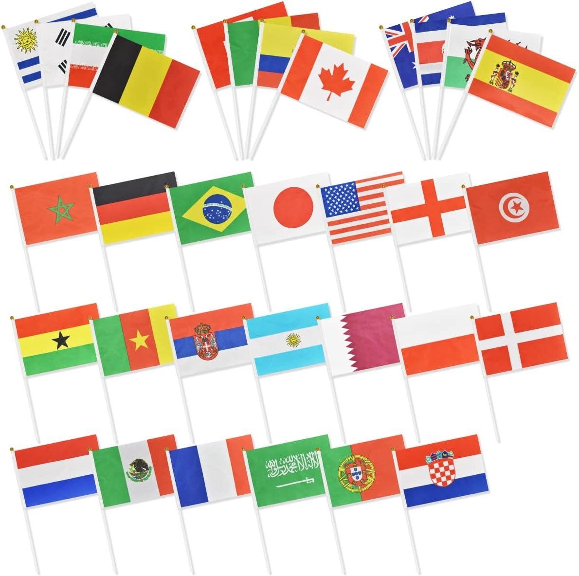 Suppliers Wholesale Mini Waving Custom National Hand Held Flags Stick Country Banners