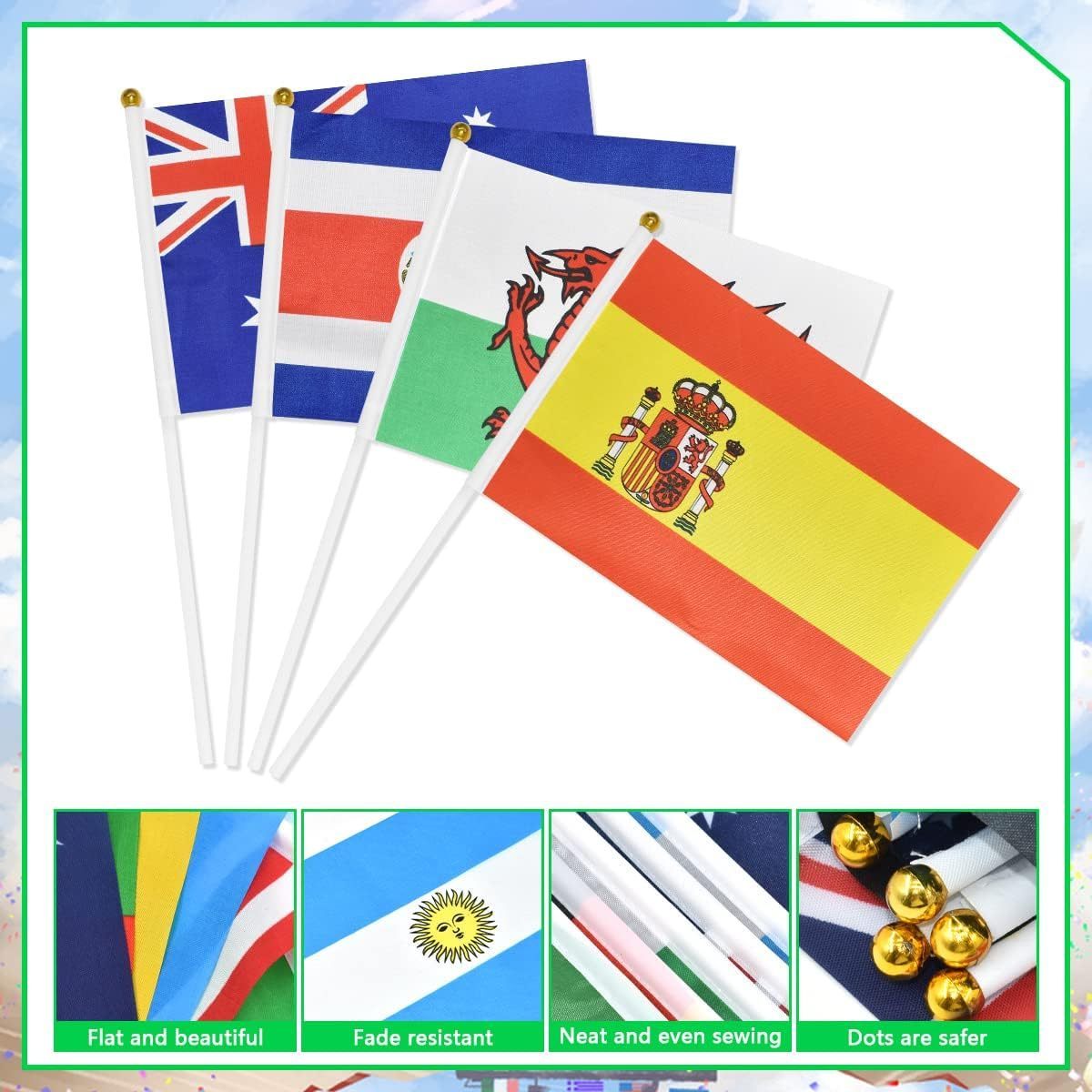 Suppliers Wholesale Mini Waving Custom National Hand Held Flags Stick Country Banners